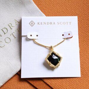 Kendra Scott Kacey Black Opaque Glass Long Necklace Gold